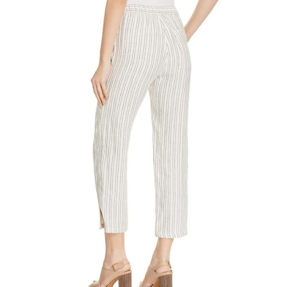 THEORY Thorina 100% Linen Striped Pants Size 8 - Picture 3 of 12